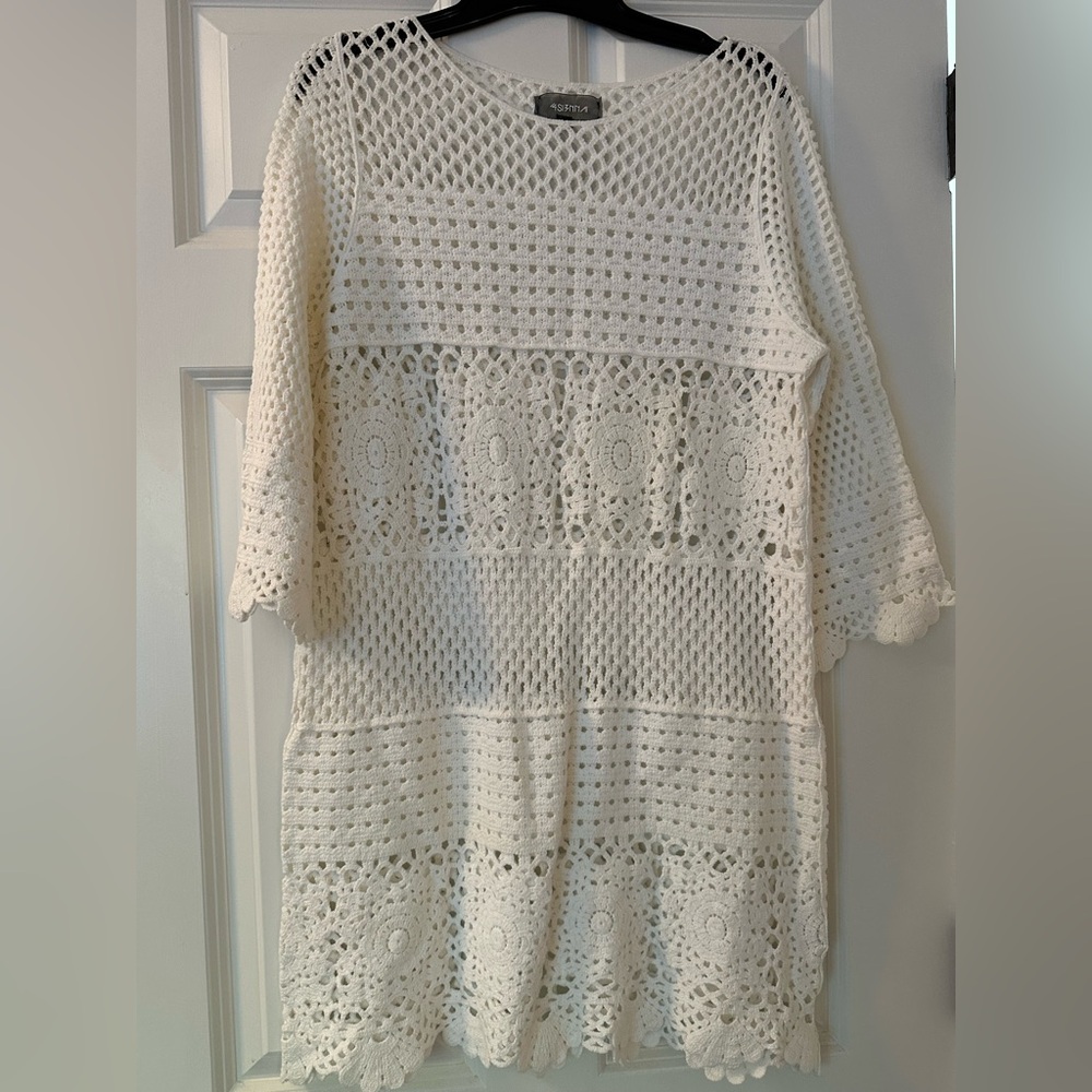 Elegant White Crochet Dress